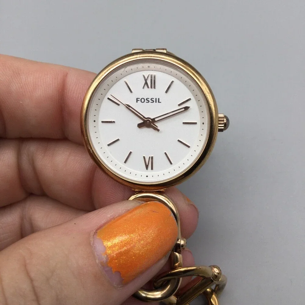 Fossil Virginia Watch Women 30mm ES-5273 Rose Gold Tone New Battery 7" - Picture 7 of 11